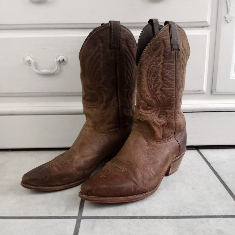 Abilene Boots Western Equestrian Cowboy Boots Beautiful Detail Brown Size 11